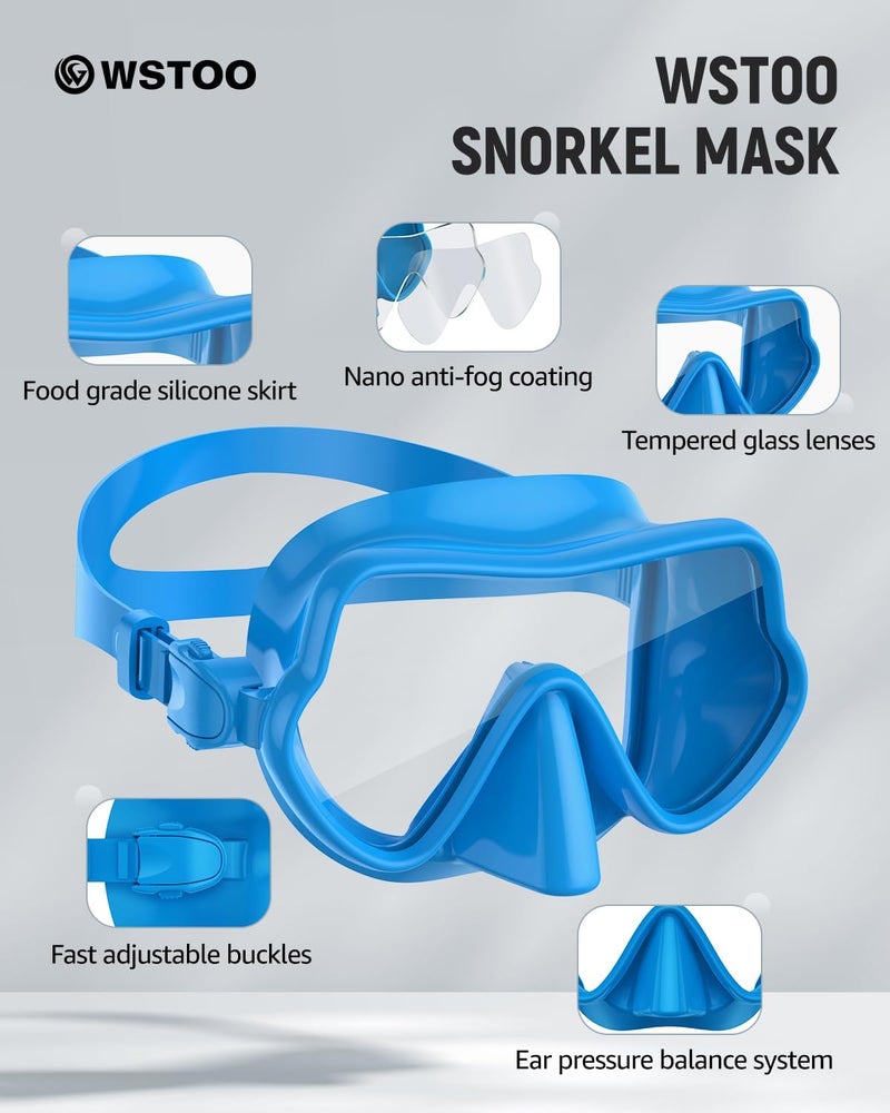 W WSTOO WSTOO Frameless Swim Goggles with Nose Cover for Adults, Panoramic Anti-Glare & Anti-Fog Tempered Glass Lenses, and Perfect Seal Food-Grade Silicone Skirt, Suitable for Snorkelling and Diving - Image 3